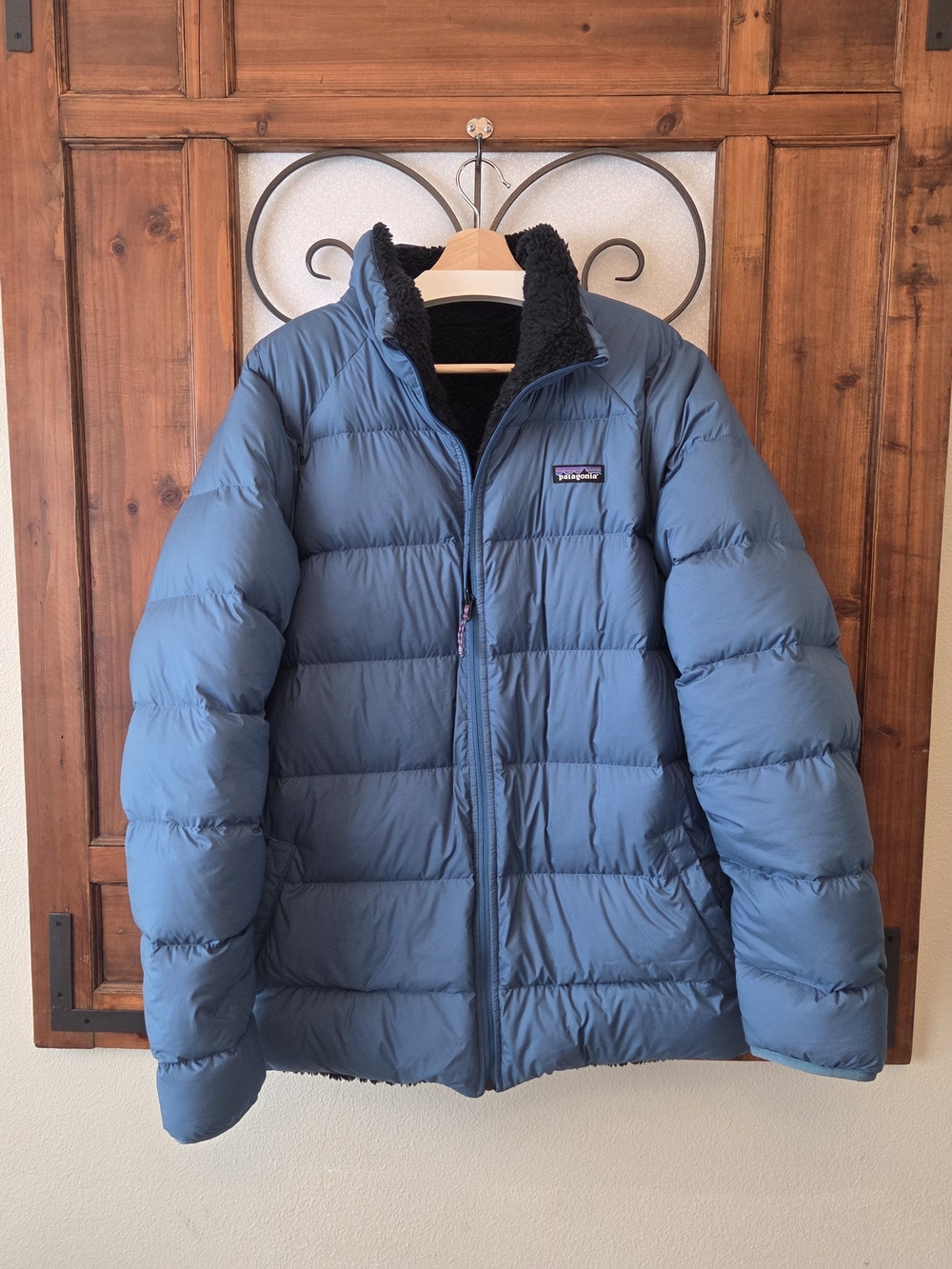 Patagonia Reversible Silent Down Jacket XL or 2XL Navy Puffer Puffer High Pile